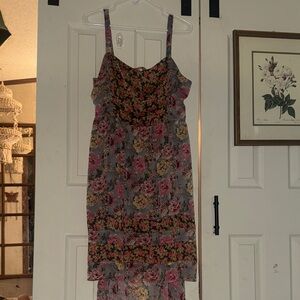 Mudd Floral Midi Dress - Black and Pink